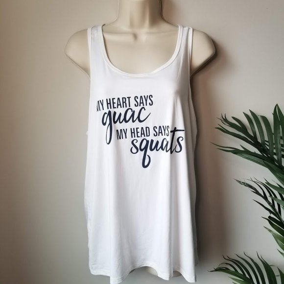 Champion Tops - My heart says guac my head says squats tank top/M